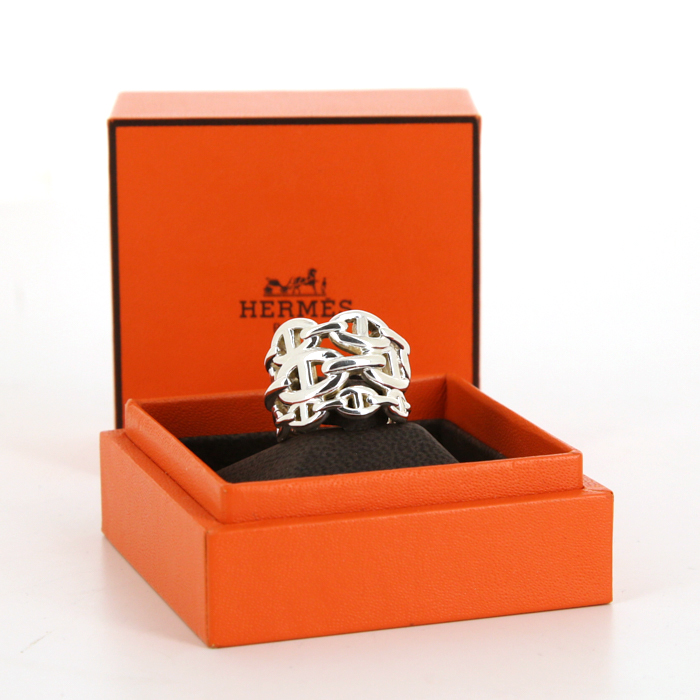 Sortija Hermès Chaine d'ancre enchainée modelo grande en plata - Detail D2