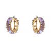 Pomellato Lulu hoop earrings in yellow gold,  amethysts and diamonds - 00pp thumbnail