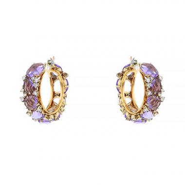 Paire de créoles Pomellato Lulu en or jaune,  améthystes et diamants