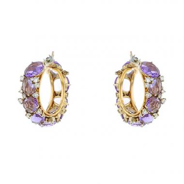 Par de criollas Pomellato Lulu en oro rosa,  amatistas y diamantes