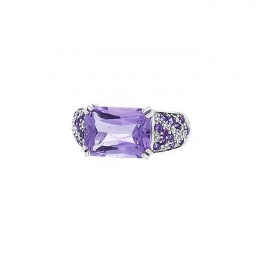 Mauboussin Désirez Amour ring in white gold,  diamonds and amethysts