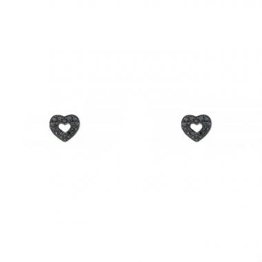Poiray Coeur Secret small model earrings in blackened gold and diamonds Poiray Coeur Secret small model earrings in blackened gold and diamonds