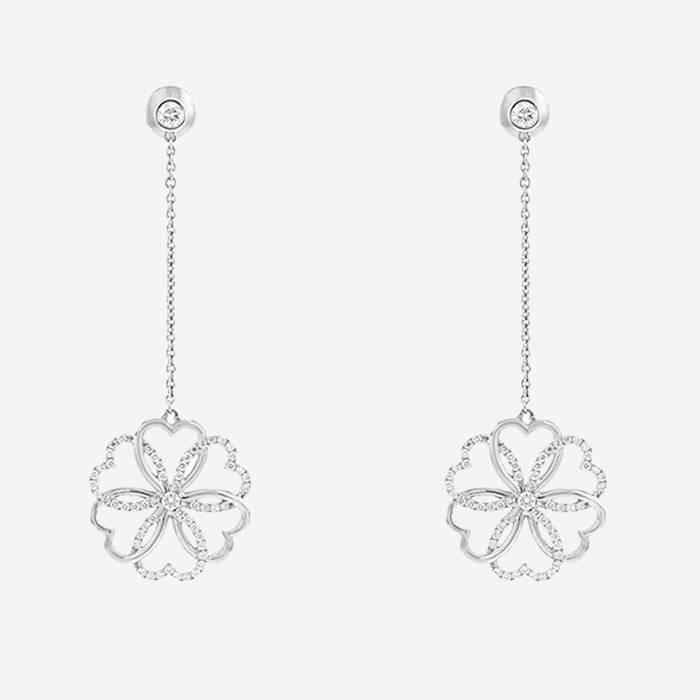 Poiray Rosace pendants earrings in white gold and diamonds Poiray Rosace pendants earrings in white gold and diamonds
