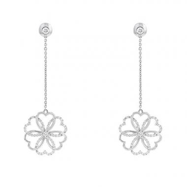 Pendientes colgantes Poiray Rosace en oro blanco y diamantes