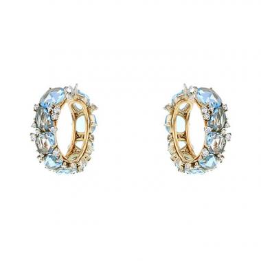 Paire de créoles Pomellato Lulu en or rose,  topaze et diamants