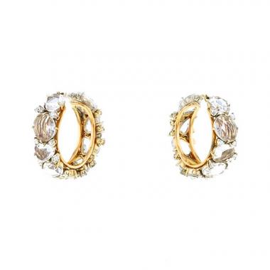 Par de criollas Pomellato Lulu en oro rosa,  topacios blancos y diamantes