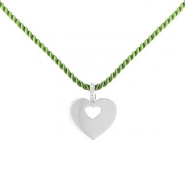 Ciondolo Poiray Coeur Secret modello medio in oro bianco e diamanti