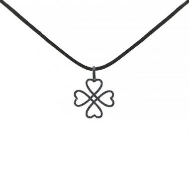 Poiray pendant in blackened gold and diamonds