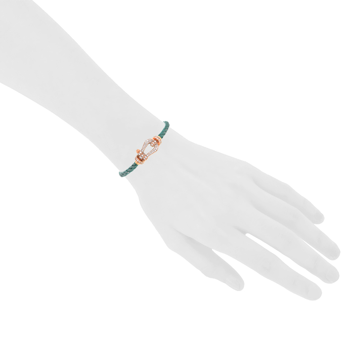 Bracelet Fred Force 10 grand modèle en or rose,  diamants et acier - Detail D1