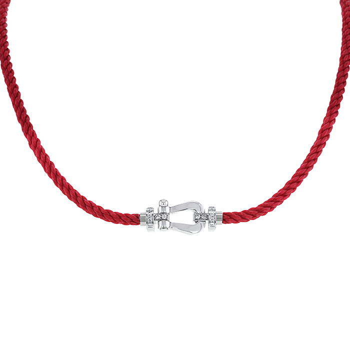 Bracciale Fred Force 10 modello grande in oro bianco,  diamanti e nylon - Detail D2