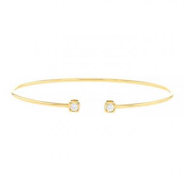 Brazalete redondo abierto Dinh Van Cube modelo pequeño en oro amarillo y diamantes