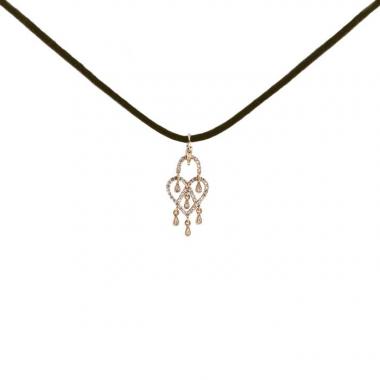 Pendentif Poiray petit modèle en or rose et diamants brun