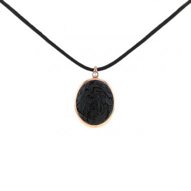 Pomellato Victoria pendant in pink gold,  jet and diamond