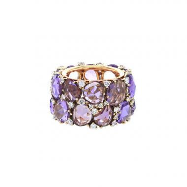 Pomellato Lulu ring in pink gold,  amethyst and diamonds