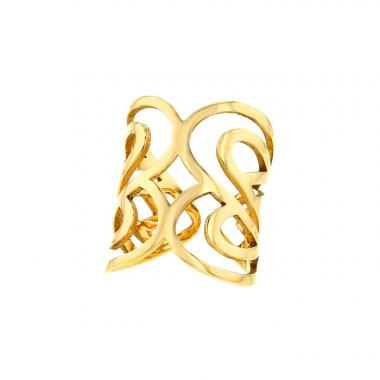Anello a fascia Poiray Coeur Entrelacé in oro giallo