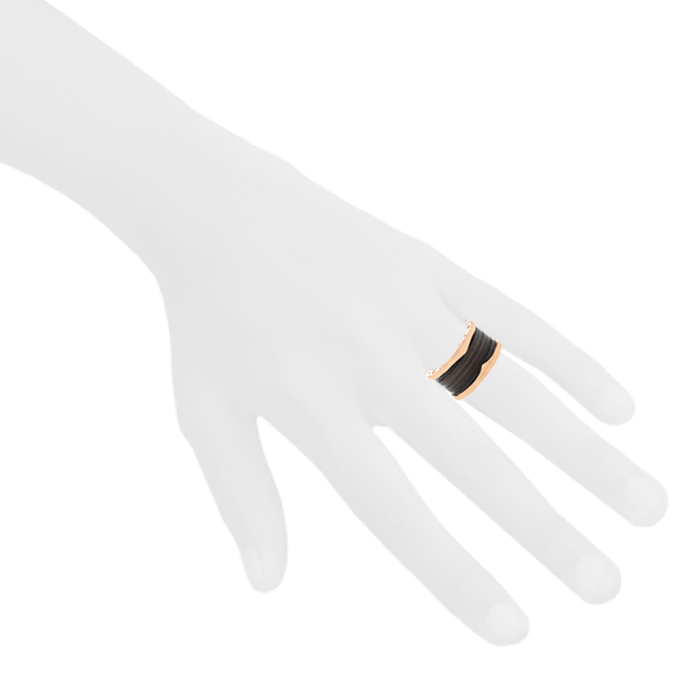 Bulgari B.Zero1 large model ring in pink gold and marble, size 51 - Detail D1