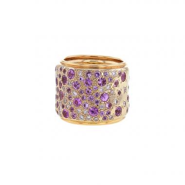 Bague Pomellato Sabbia en or rose,  saphirs roses et diamants