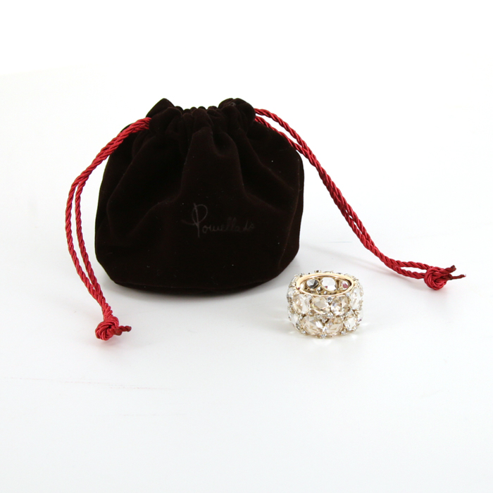 Sortija Pomellato Lulu en oro amarillo,  topacios blancos y diamantes - Detail D2