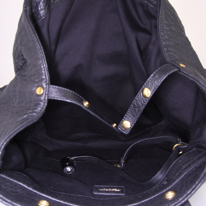Sac Jerome Dreyfuss Billy M en cuir vieilli noir - Detail D2