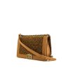 Chanel Boy large model shoulder bag in brown whool and brown leather - 00pp thumbnail