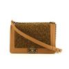 Chanel Boy large model shoulder bag in brown whool and brown leather - 360 thumbnail