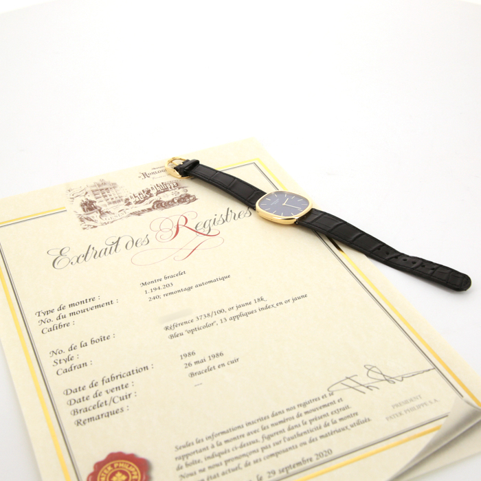 Montre Patek Philippe Ellipse en or jaune Ref : 3738/100 Vers 1986 - Detail D2