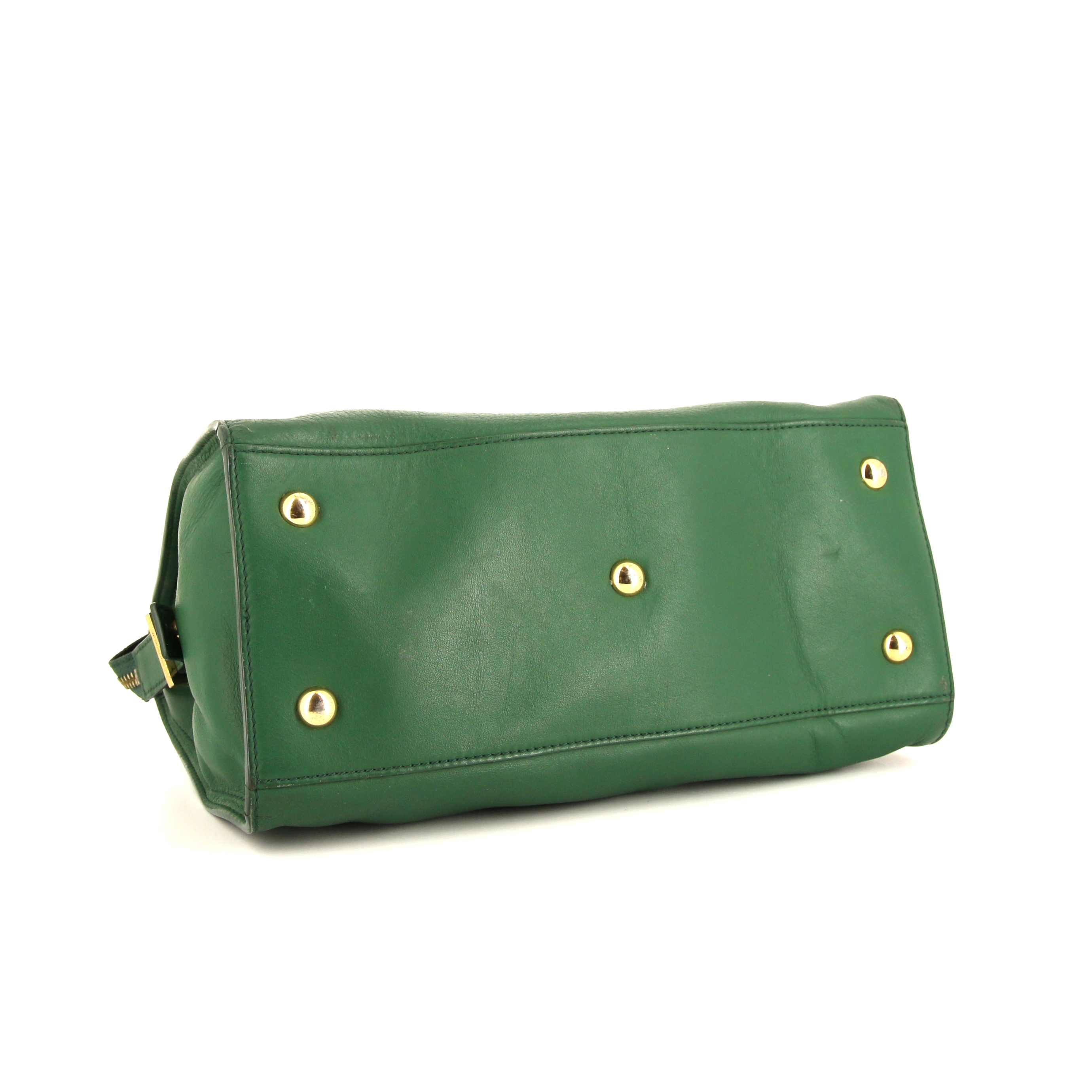 Yves Saint Laurent Chyc handbag in green leather - Detail D4