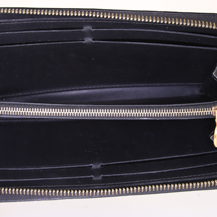 Portafogli Louis Vuitton Zippy in pelle verniciata monogram nera - Detail D2