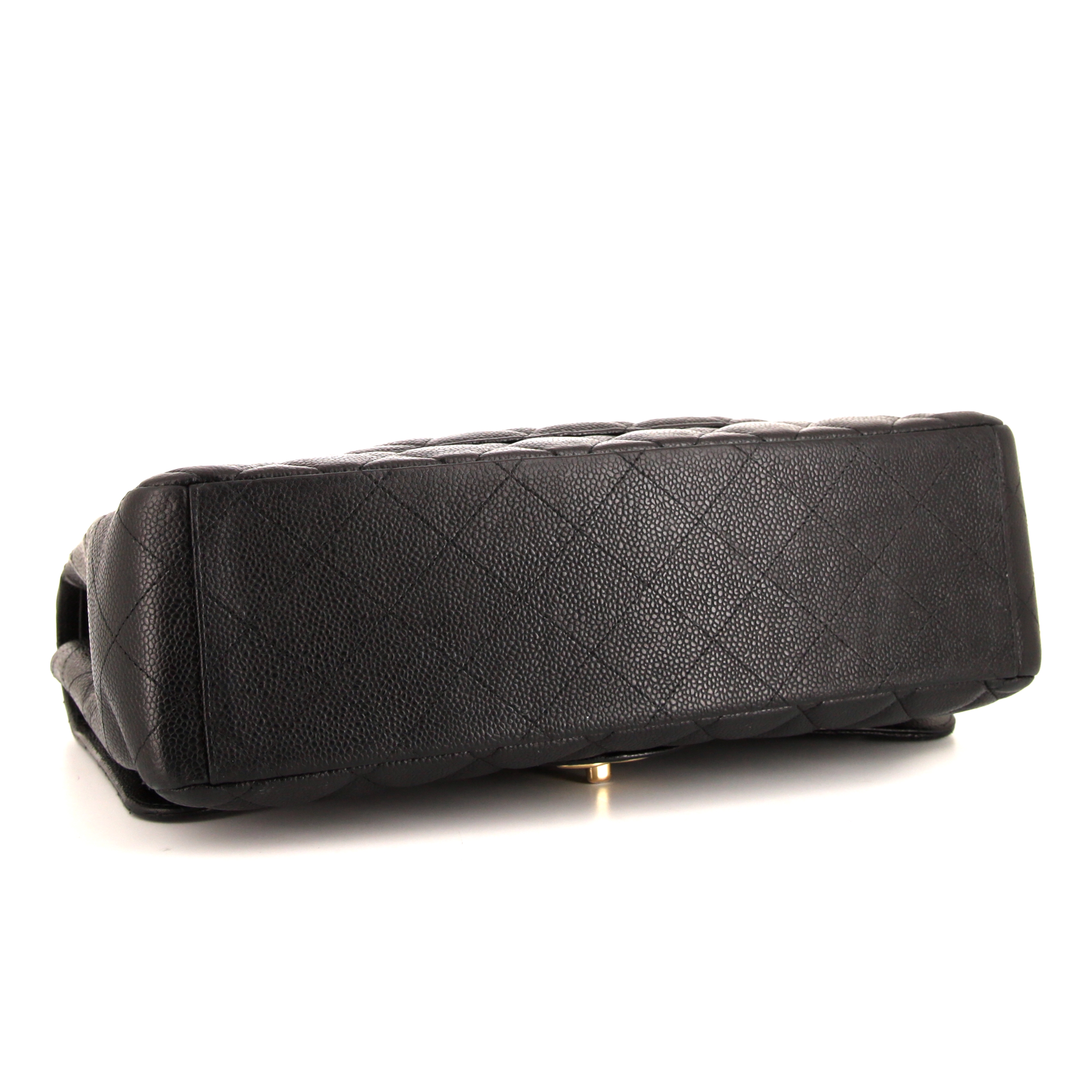 Chanel Timeless Maxi Jumbo handbag in black quilted grained leather - Detail D5