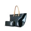 Louis Vuitton Bellevue shopping bag in dark blue monogram patent leather and natural leather - 00pp thumbnail
