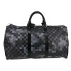 Louis Vuitton  Editions Limitées travel bag  in grey and black coated canvas  and black leather - Detail D5 thumbnail