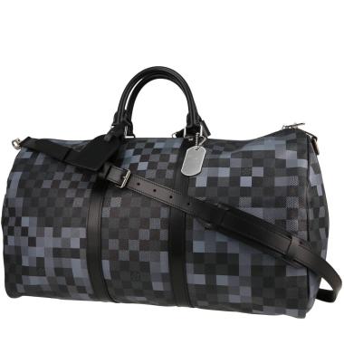 Louis Vuitton Keepall 50 Editions Limitées travel bag  in grey and black coated canvas  and black leather