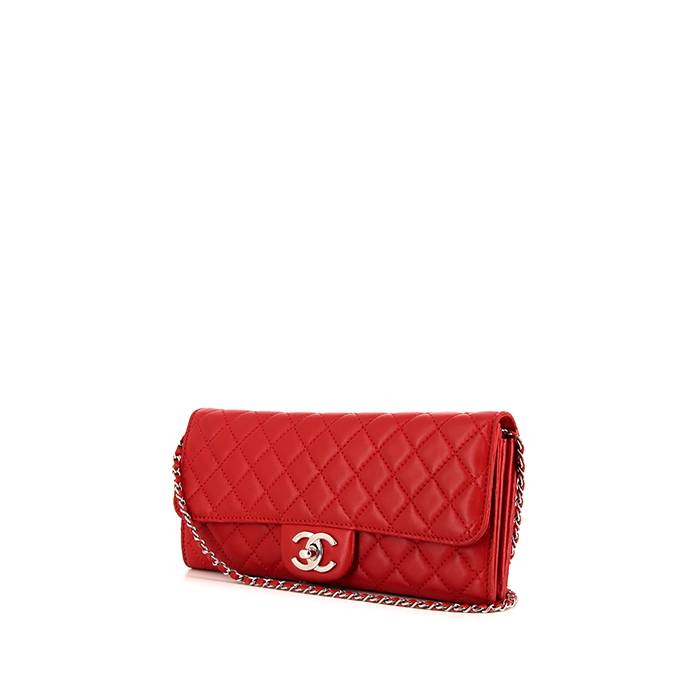 CHANEL Caviar Chevron Quilted Card Holder Coral 370323