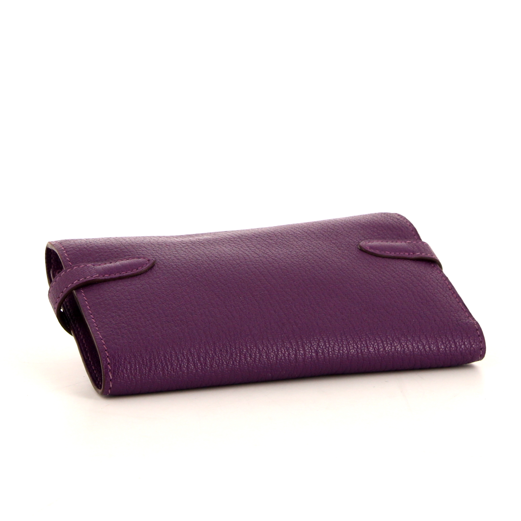 Billetera Hermès Kelly wallet modelo mediano en cabra violeta - Detail D3