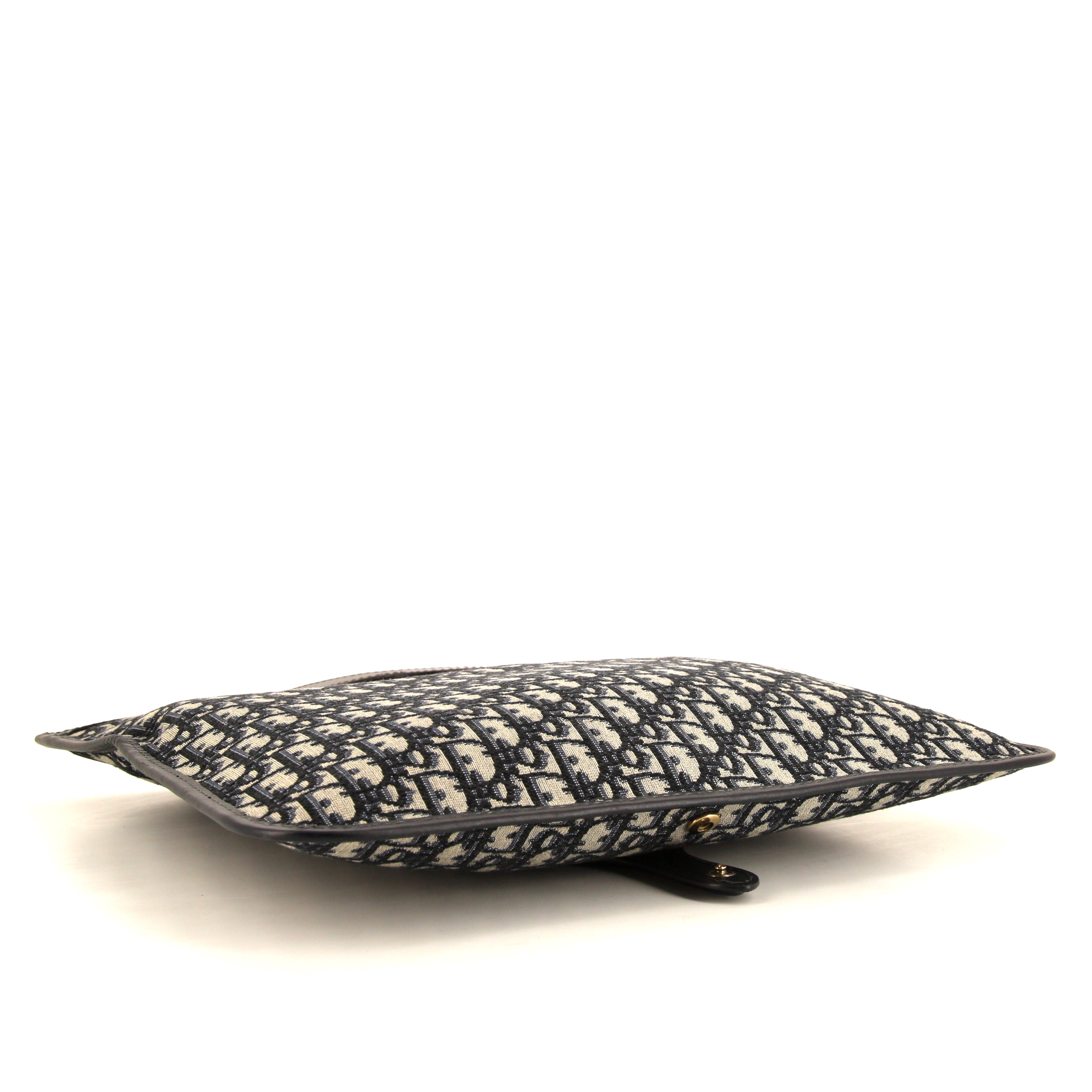 Bolsito de mano Dior Oblique en lona Monogram azul y cuero azul - Detail D5