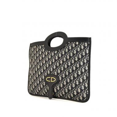 Pochette Dior Oblique in tela monogram blu e pelle blu