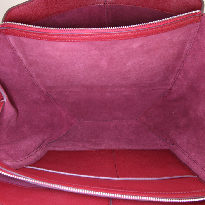 Céline Tri-Fold handbag in burgundy grained leather - Detail D2