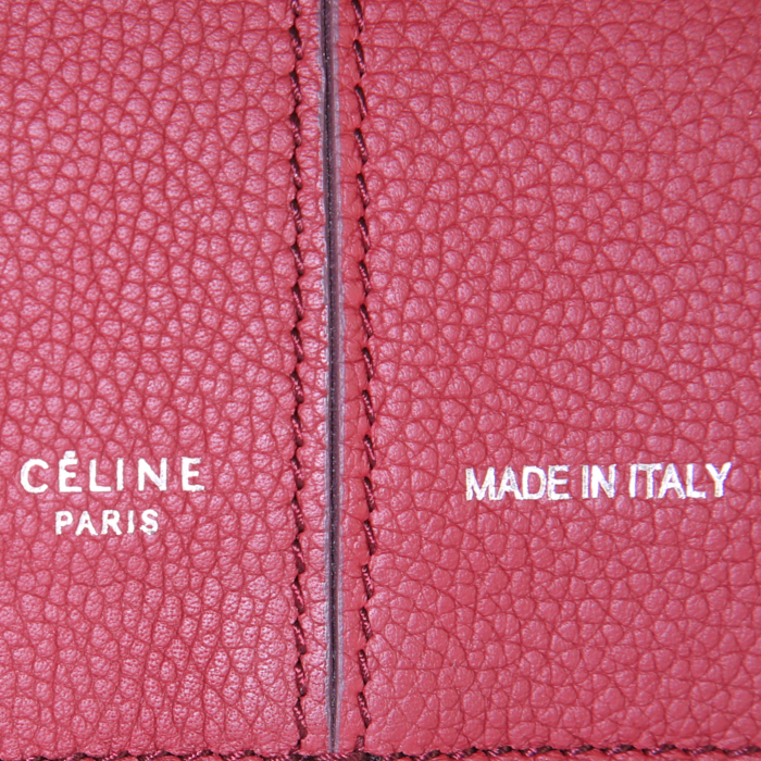 Céline Tri-Fold handbag in burgundy grained leather - Detail D3