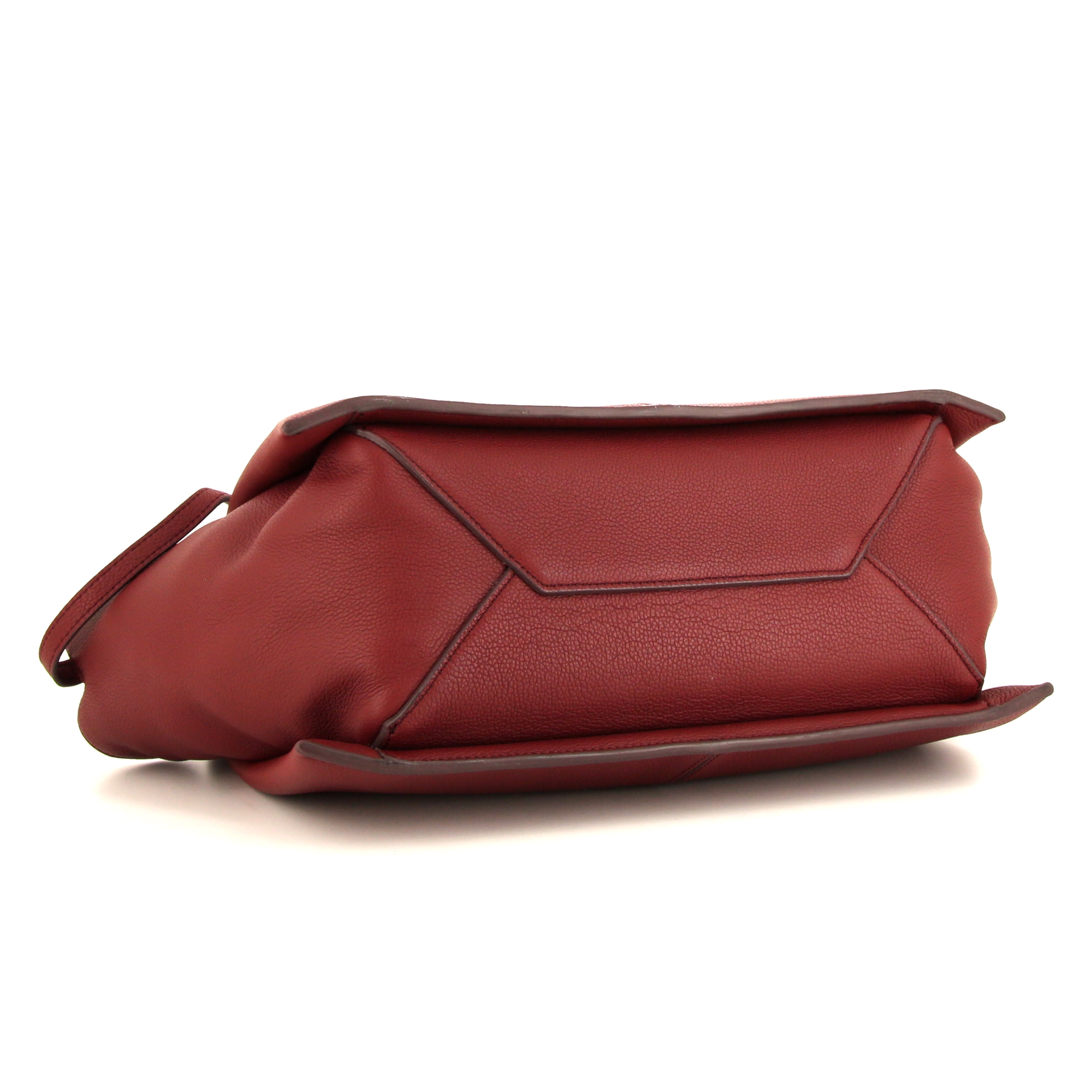 Céline Tri-Fold handbag in burgundy grained leather - Detail D4