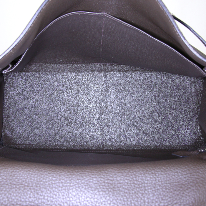 Hermes Kelly 35 cm large handbag in anthracite grey togo leather - Detail D3