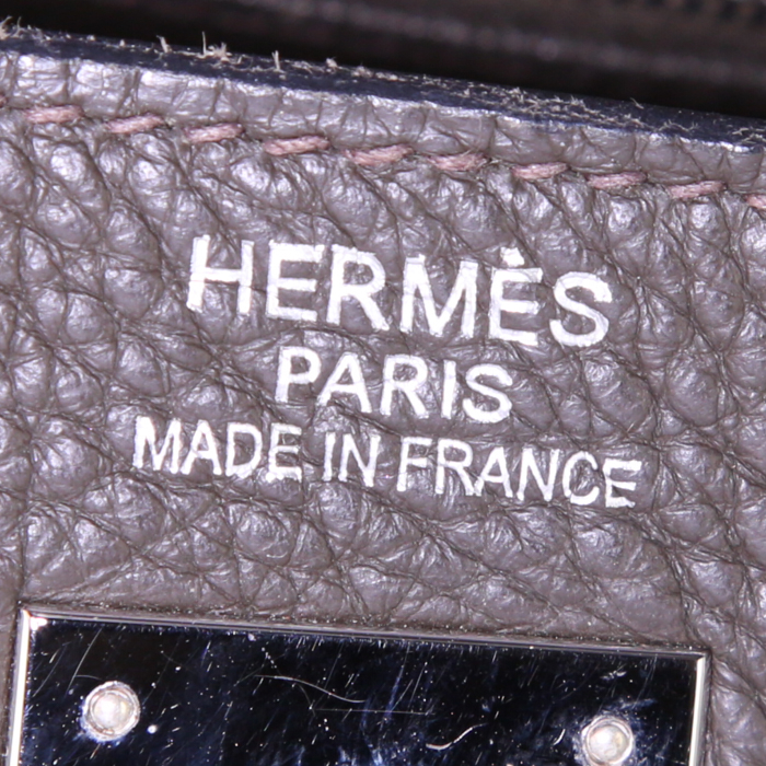 Hermes Kelly 35 cm large handbag in anthracite grey togo leather - Detail D4