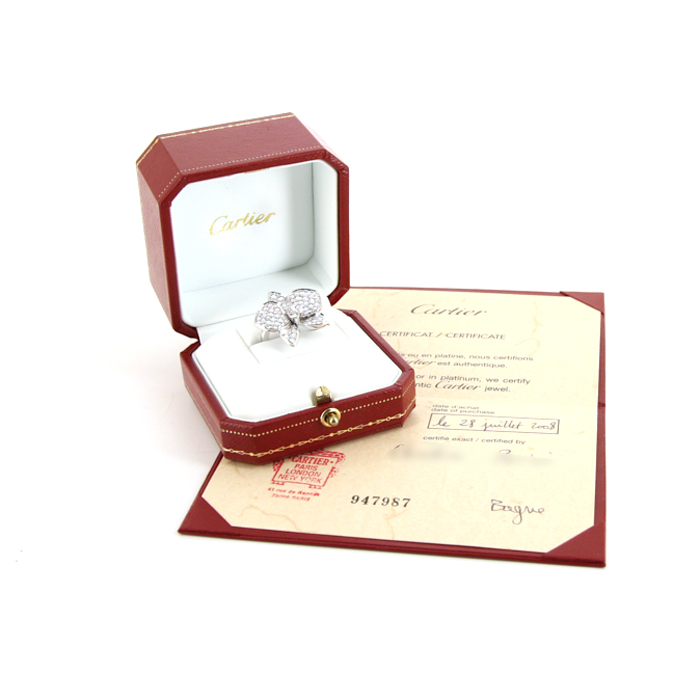 Cartier Caresse d'Orchidées large model ring in white gold and diamonds - Detail D2