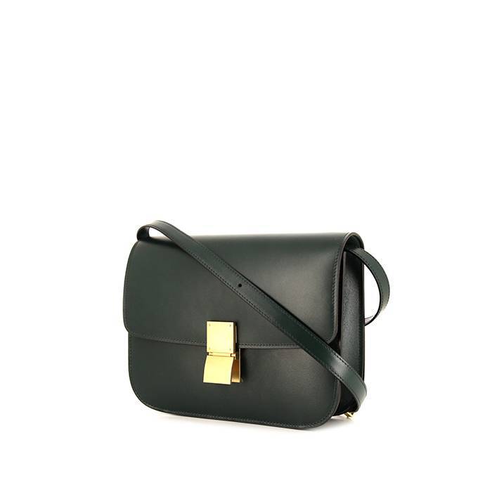 Celine Olive Green Leather Medium Classic Box Shoulder Bag For Sale at  1stDibs