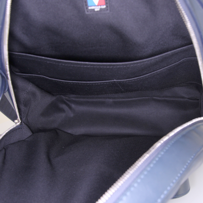 Zaino Louis Vuitton America's Cup in cuoio con fantasia a scacchi blu Cobalt - Detail D2