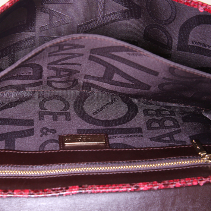 Bolsito de mano Dolce & Gabbana en piel de pitón roja - Detail D2
