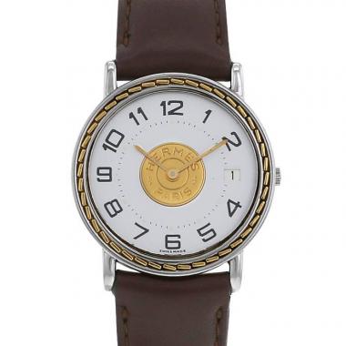 Montre Hermes Sellier - en acier et plaqué or Vers  1988