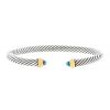 Open David Yurman Cable Classique bangle in silver,  14 carats yellow gold and topaz - 00pp thumbnail