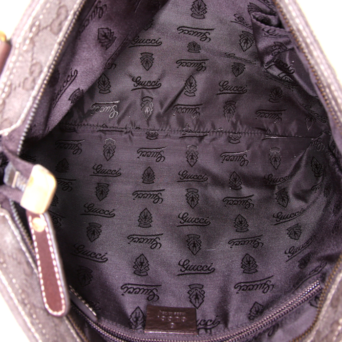 Borsa a tracolla Gucci in tela monogram marrone e pelle marrone - Detail D2