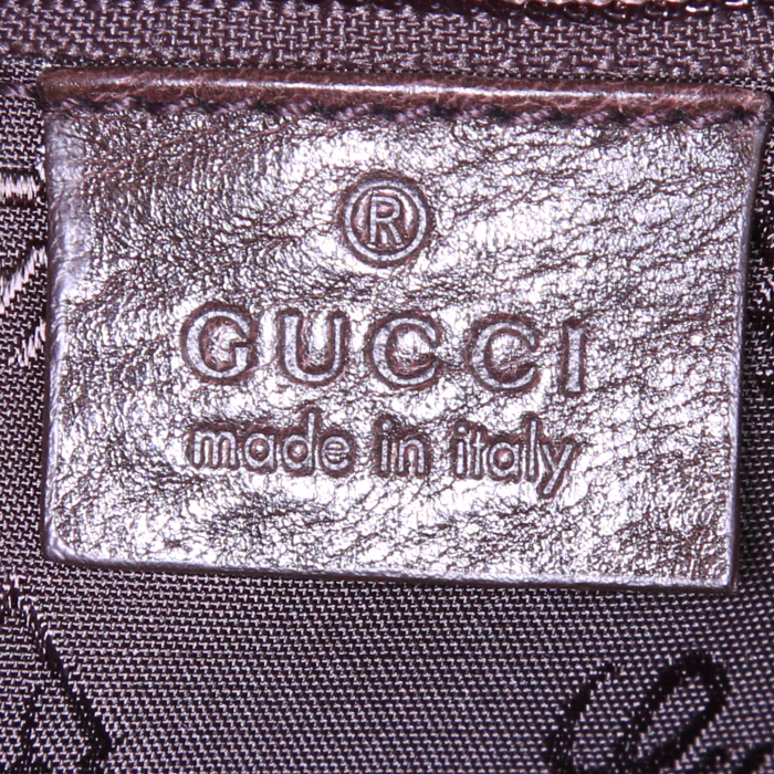 Sac bandoulière Gucci en toile monogram marron et cuir marron - Detail D3