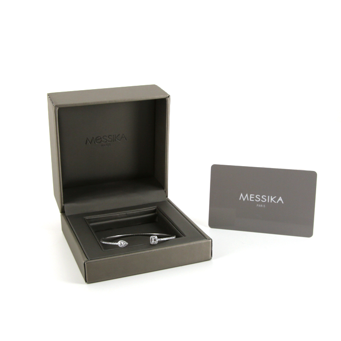 Open Messika My Twin size S bangle in white gold and diamonds - Detail D2